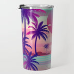 Sunset Palm Trees Vaporwave Aesthetic Travel Mug Gallery Image 3