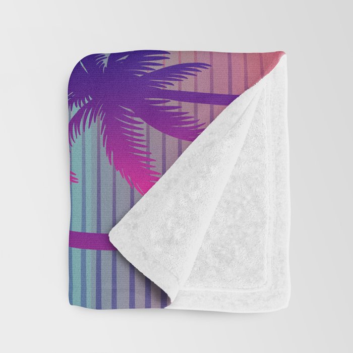 Sunset Palm Trees Vaporwave Aesthetic Throw Blanket Gallery Image 3