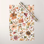Harvest 2025 Artistic Autumn Floral Leaves Brown Wrapping Paper Gallery Image 1