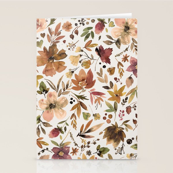 Harvest 2025 Artistic Autumn Floral Leaves Brown Stationery Card Gallery Image 2