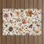 Harvest 2025 Artistic Autumn Floral Leaves Brown Outdoor Rug Gallery Image 1