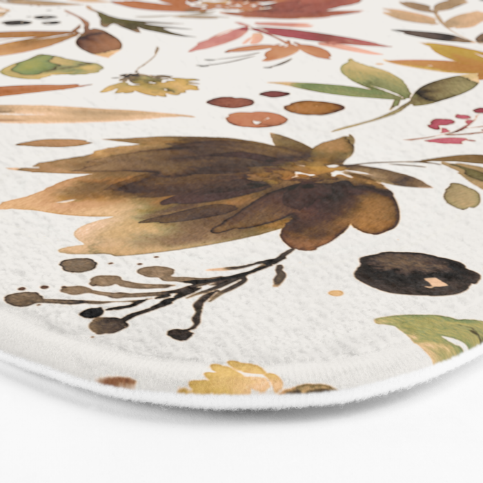Harvest 2025 Artistic Autumn Floral Leaves Brown Bath Mat Gallery Image 3