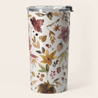 Harvest 2025 Artistic Autumn Floral Leaves Brown Travel Mug Gallery Image 2