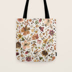 Harvest 2025 Artistic Autumn Floral Leaves Brown Tote Bag Gallery Image 1