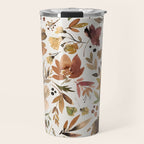 Harvest 2025 Artistic Autumn Floral Leaves Brown Travel Mug Gallery Image 1