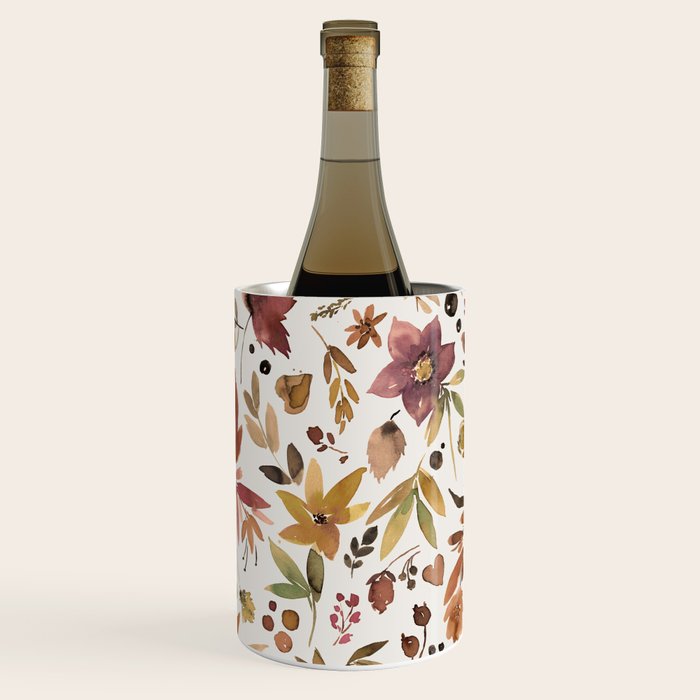 Harvest 2025 Artistic Autumn Floral Leaves Brown Wine Chiller Gallery Image 3