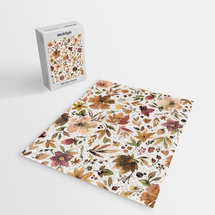 Harvest 2025 Artistic Autumn Floral Leaves Brown Jigsaw Puzzle Gallery Image 2