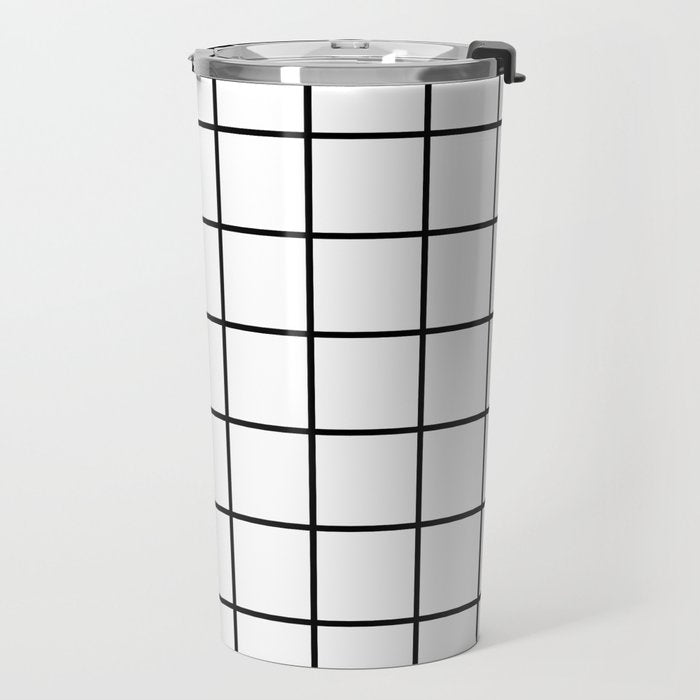 Black and White Grid Travel Mug Gallery Image 2