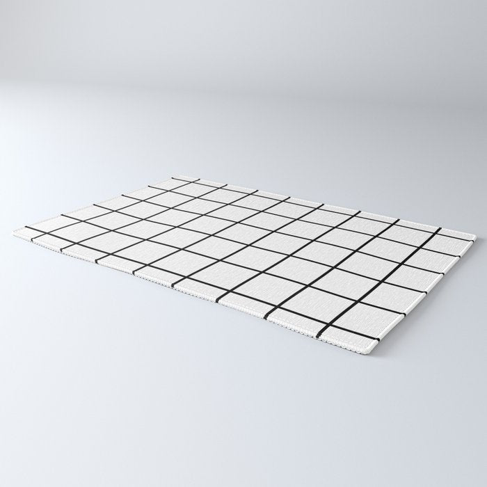 Black and White Grid Rug Gallery Image 3