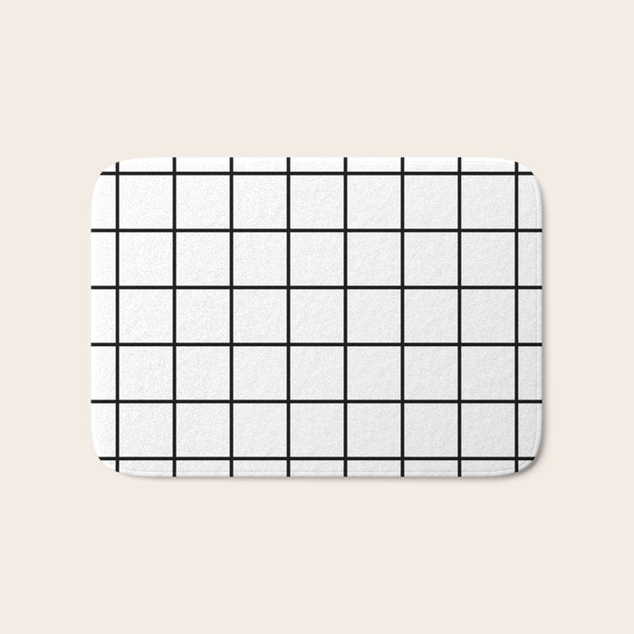 Black and White Grid Bath Mat Gallery Image 1