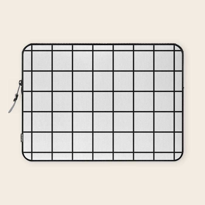Black and White Grid Laptop Sleeve Gallery Image 1