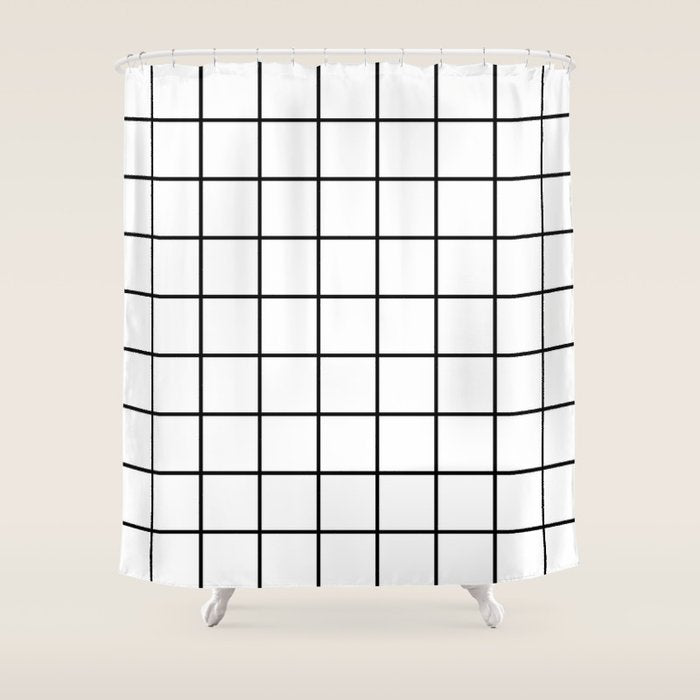 Black and White Grid Shower Curtain Gallery Image 1