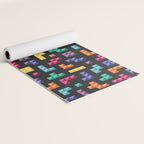 Tetris bricks jewel tones on black pattern Yoga Mat Gallery Image 2