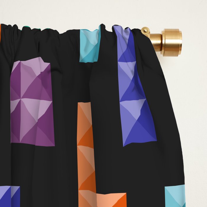 Tetris bricks jewel tones on black pattern Window Curtain Gallery Image 2