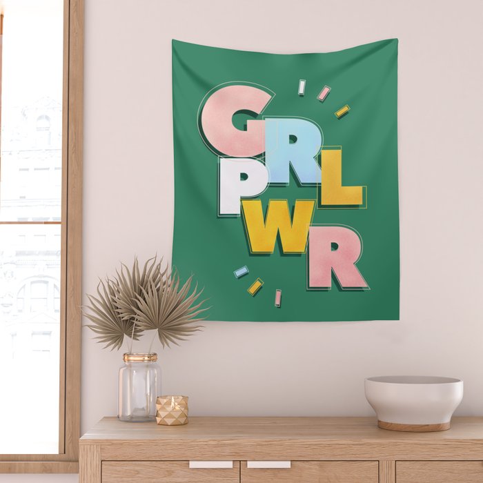 GIRL POWER - green Wall Tapestry Gallery Image 2