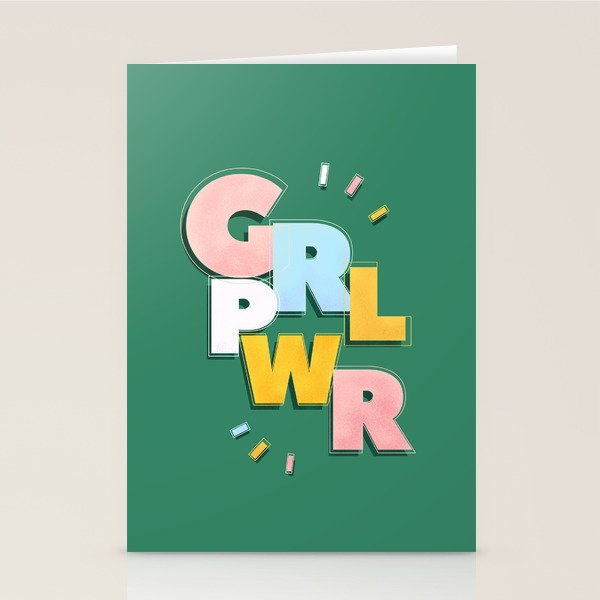 GIRL POWER - green Stationery Card Gallery Image 1