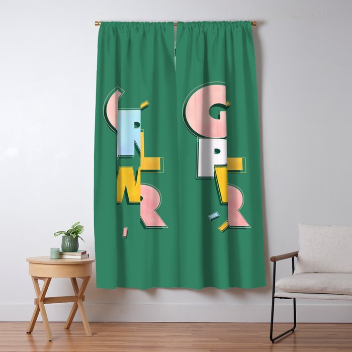GIRL POWER - green Window Curtain Gallery Image 1