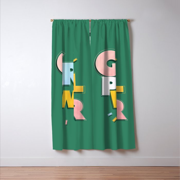 GIRL POWER - green Window Curtain Gallery Image 3