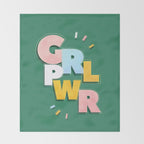 GIRL POWER - green Throw Blanket Gallery Image 2