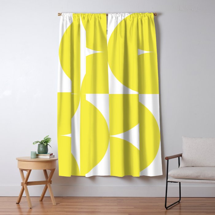 Bold Minimalism CLXXVII Bright Yellow & White Window Curtain Gallery Image 1