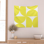 Bold Minimalism CLXXVII Bright Yellow & White Wall Tapestry Gallery Image 2