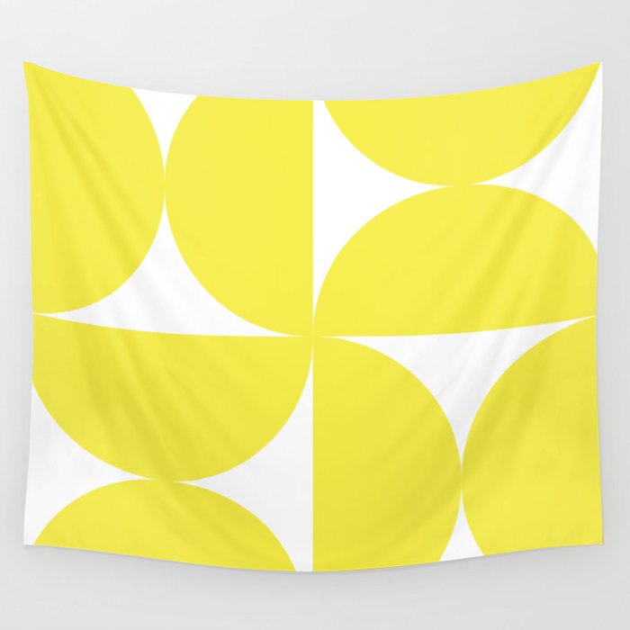Bold Minimalism CLXXVII Bright Yellow & White Wall Tapestry Gallery Image 4
