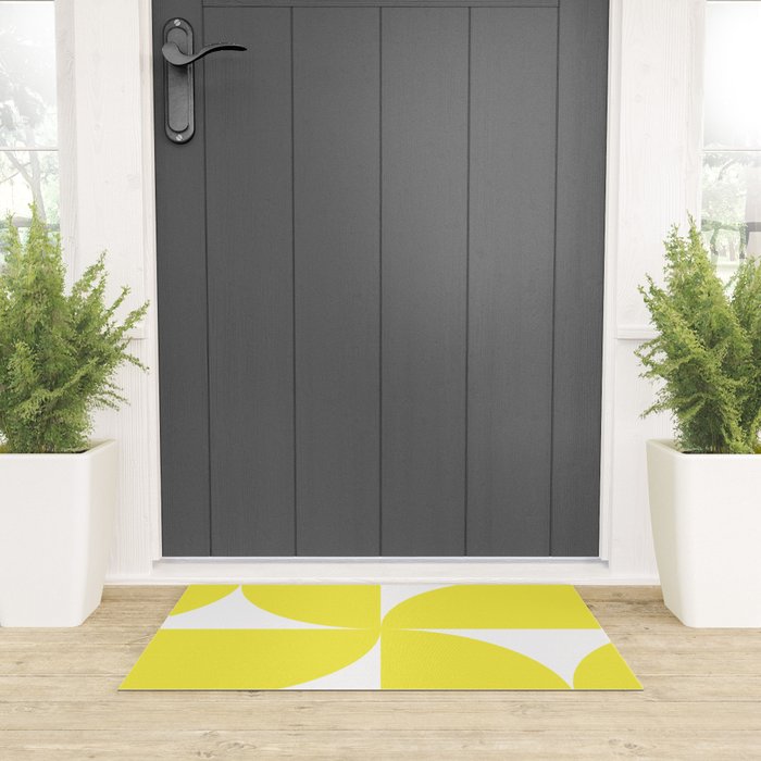 Bold Minimalism CLXXVII Bright Yellow & White Welcome Mat Gallery Image 3