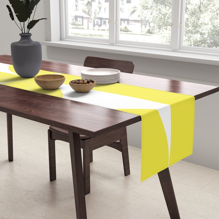 Bold Minimalism CLXXVII Bright Yellow & White Table Runner Gallery Image 2