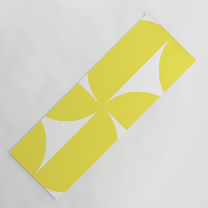 Bold Minimalism CLXXVII Bright Yellow & White Yoga Mat Gallery Image 1