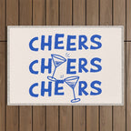 Cheers. Cocktails and Drinks in Royal Blue and Linen White Outdoor Rug Gallery Image 1
