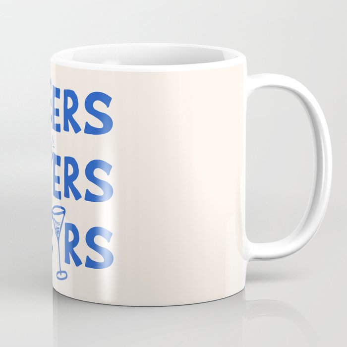 Cheers. Cocktails and Drinks in Royal Blue and Linen White Coffee Mug Gallery Image 1