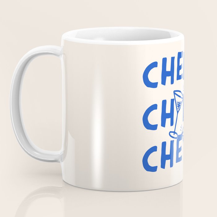 Cheers. Cocktails and Drinks in Royal Blue and Linen White Coffee Mug Gallery Image 3