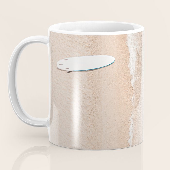 Surfer Print, Surfing Beach Print, Beach Print, Aerial Beach Surfboard Wall Art Print, Beach Photography, Summer Vibes, Minimalism Art Print Coffee Mug Gallery Image 3