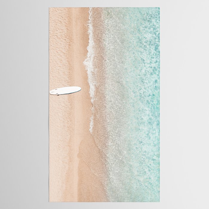 Surfer Print, Surfing Beach Print, Beach Print, Aerial Beach Surfboard Wall Art Print, Beach Photography, Summer Vibes, Minimalism Art Print Tablecloth Gallery Image 2