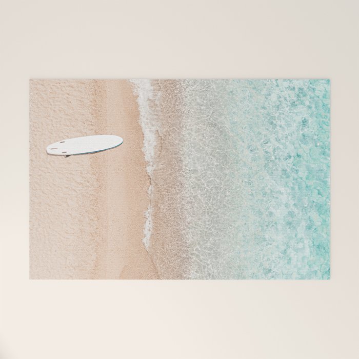 Surfer Print, Surfing Beach Print, Beach Print, Aerial Beach Surfboard Wall Art Print, Beach Photography, Summer Vibes, Minimalism Art Print Welcome Mat Gallery Image 1