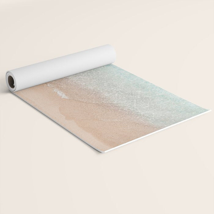 Surfer Print, Surfing Beach Print, Beach Print, Aerial Beach Surfboard Wall Art Print, Beach Photography, Summer Vibes, Minimalism Art Print Yoga Mat Gallery Image 2