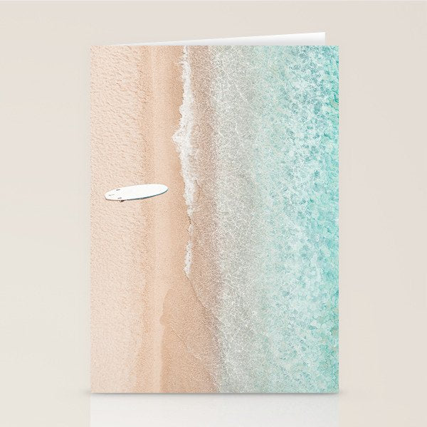 Surfer Print, Surfing Beach Print, Beach Print, Aerial Beach Surfboard Wall Art Print, Beach Photography, Summer Vibes, Minimalism Art Print Stationery Card Gallery Image 1