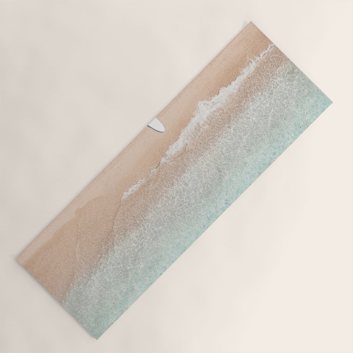 Surfer Print, Surfing Beach Print, Beach Print, Aerial Beach Surfboard Wall Art Print, Beach Photography, Summer Vibes, Minimalism Art Print Yoga Mat Gallery Image 1