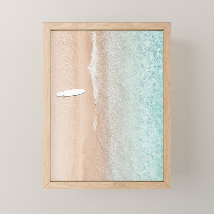 Surfer Print, Surfing Beach Print, Beach Print, Aerial Beach Surfboard Wall Art Print, Beach Photography, Summer Vibes, Minimalism Art Print Mini Art Print Gallery Image 1