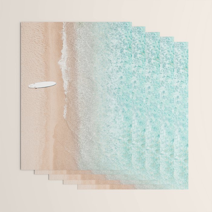 Surfer Print, Surfing Beach Print, Beach Print, Aerial Beach Surfboard Wall Art Print, Beach Photography, Summer Vibes, Minimalism Art Print Wrapping Paper Gallery Image 3