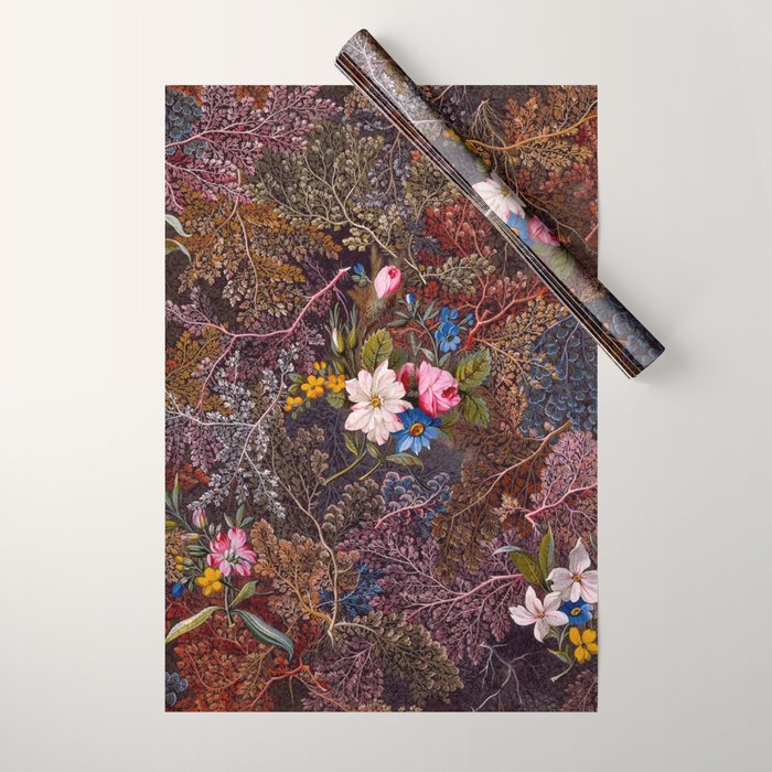 Gothic Floral Antique Textile Design 1788 William Kilburn Wrapping Paper Gallery Image 1