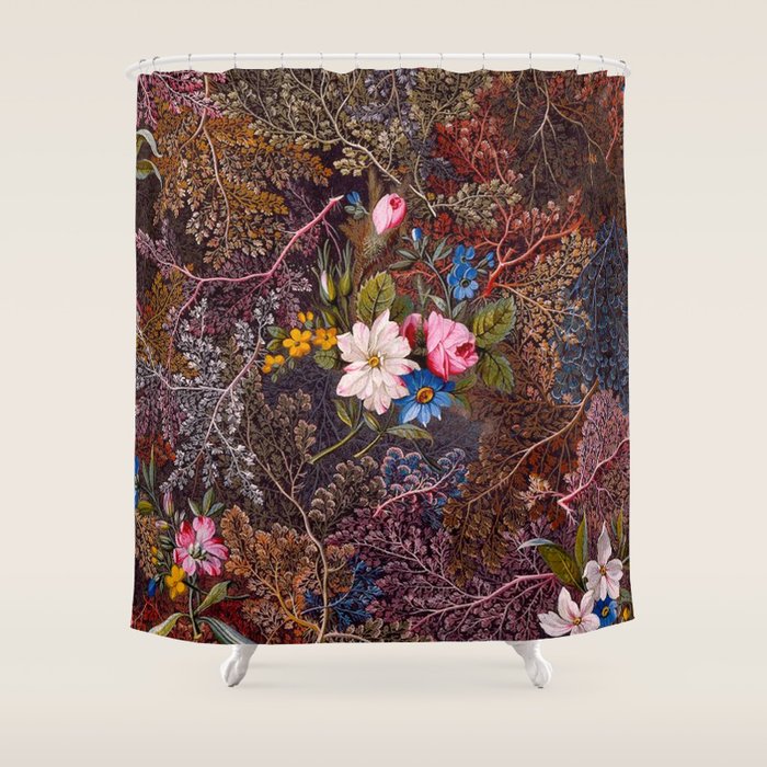 Gothic Floral Antique Textile Design 1788 William Kilburn Shower Curtain Gallery Image 1