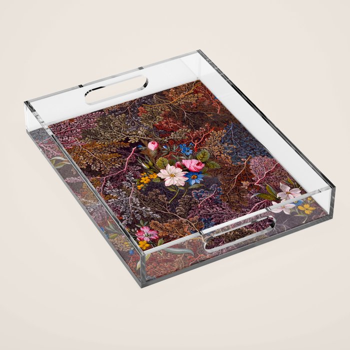 Gothic Floral Antique Textile Design 1788 William Kilburn Acrylic Tray Gallery Image 1