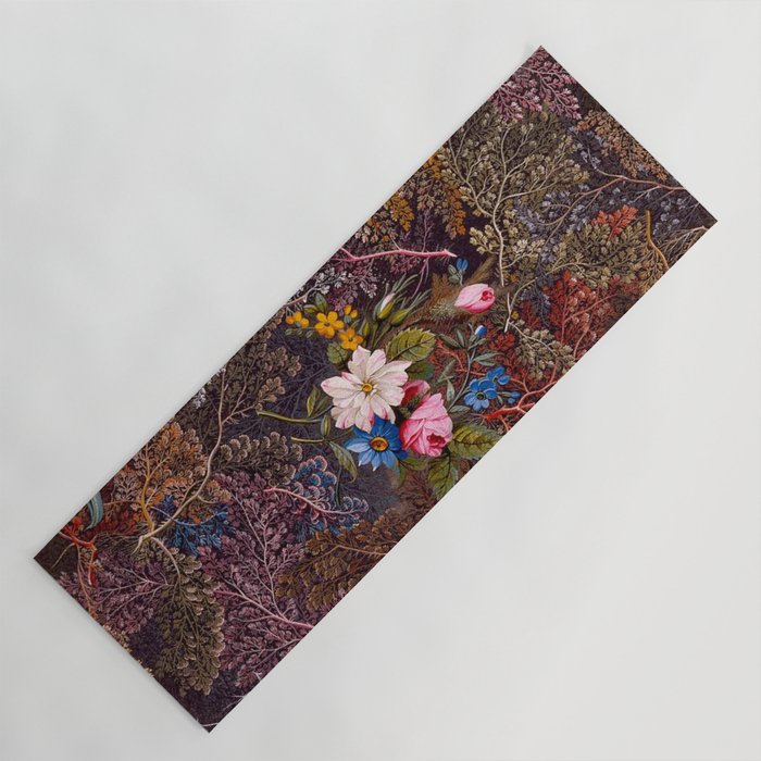 Gothic Floral Antique Textile Design 1788 William Kilburn Yoga Mat Gallery Image 1