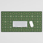 Art Deco Floral Tiles in Emerald Green and Faux Gold Desk Mat Gallery Image 1