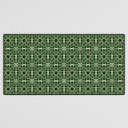 Art Deco Floral Tiles in Emerald Green and Faux Gold Desk Mat Gallery Image 3