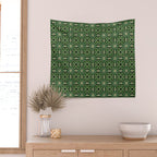 Art Deco Floral Tiles in Emerald Green and Faux Gold Wall Tapestry Gallery Image 2