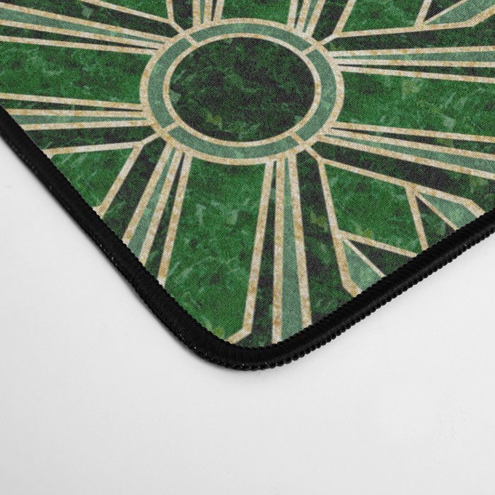 Art Deco Floral Tiles in Emerald Green and Faux Gold Desk Mat Gallery Image 4