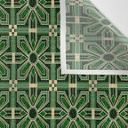 Art Deco Floral Tiles in Emerald Green and Faux Gold Wall Tapestry Gallery Image 3