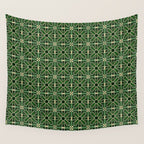 Art Deco Floral Tiles in Emerald Green and Faux Gold Wall Tapestry Gallery Image 4